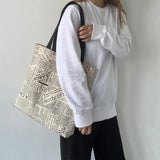 Canvas Tote Bag Women Large Capacity Shoulder School Shopping Bag