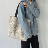 Canvas Tote Bag Women Large Capacity Shoulder School Shopping Bag