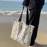 Canvas Tote Bag Women Large Capacity Shoulder School Shopping Bag