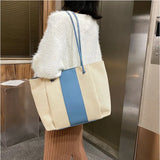 Canvas Tote Bag Women Solid Commuter Shopping Shoulder Bag