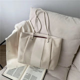 Canvas Tote Bag Women Solid Commuter Shopping Shoulder Bag