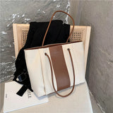 Canvas Tote Bag Women Solid Commuter Shopping Shoulder Bag