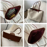 Canvas Tote Bag Women Solid Commuter Shopping Shoulder Bag