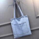 Denim Crossbody Totebag for Women with Zipper