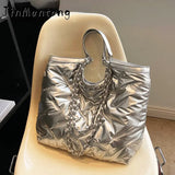 Winter Fluffy Big Shopping Shoulder Bags For Women Handbag Eiderdown