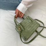 Crocodile Pattern Small Totes Bag for Women PU Shoulder Messenger Bag