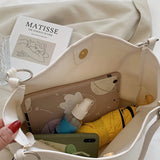 Solid Large Capacity PU Leather Shoulder Bag