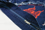 Y2K Crossbody Denim Tassel Bag Butterfly Print Large Tote Handbag