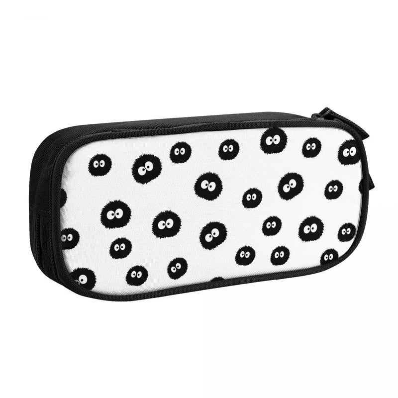Totoro - Soot Sprites Pattern Pen Box Student School Anime Zipper Pen Bag