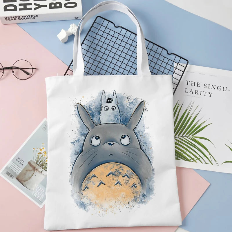 Totoro Shopping Bag Canvas Grocery Cotton Shopper Reusable Tote
