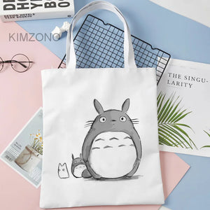 Totoro Shopping Bag Canvas Grocery Cotton Shopper Reusable Tote