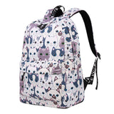 Toury Women Backpack School Bags Cat Print Preppy Style Large Capacity