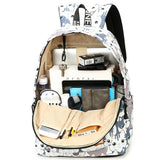Toury Women Backpack School Bags Cat Print Preppy Style Large Capacity