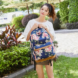 Canvas Women Backpack Floral Printing USB charging School Bags