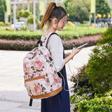 Canvas Women Backpack Floral Printing USB charging School Bags