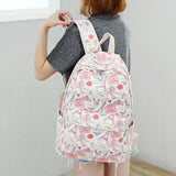 Canvas Cartoon Printing Women Backpack Student School Bag for Teenage Girls