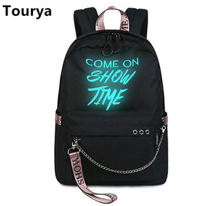 Luminous Waterproof Women Backpack for Girls School Bag