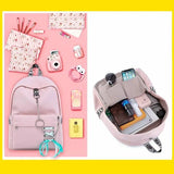 Waterproof Nylon Women Backpack Girls Drawstring Bow Chains School Bag Bookbags