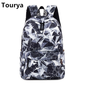 Geometric Print Waterproof Women Backpack Large School Laptop Bag