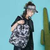 Geometric Print Waterproof Women Backpack Large School Laptop Bag