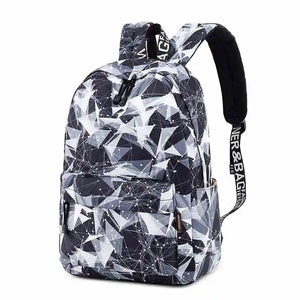 Geometric Print Waterproof Women Backpack Large School Laptop Bag