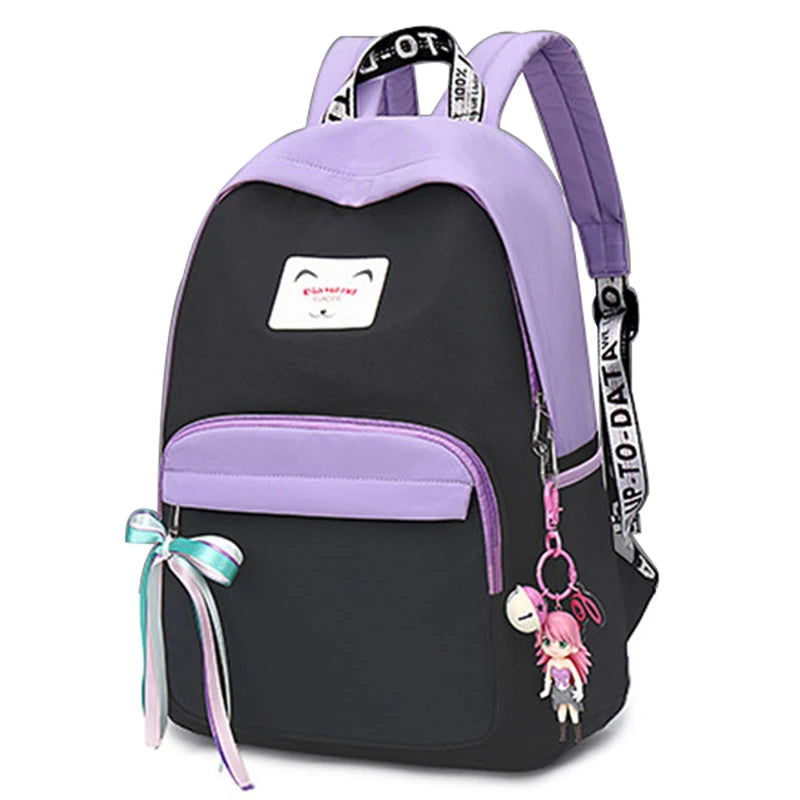Waterproof Women Patchwork Backpack School Bags for Student Girls