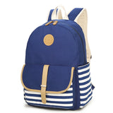 Preppy School Bags Backpack For Girls Canvas Striped Women Laptop Bagpack