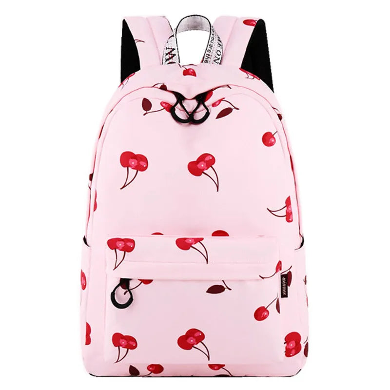 Women Cherry Backpack Polyester School Bags For Teenage Girls
