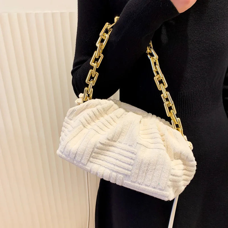 Towel Fabric Cloud Bag with Acrylic Chains