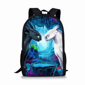 Train-Dragon-Anime Print Backpack Casual Outdoor Travel Children's Knapsack
