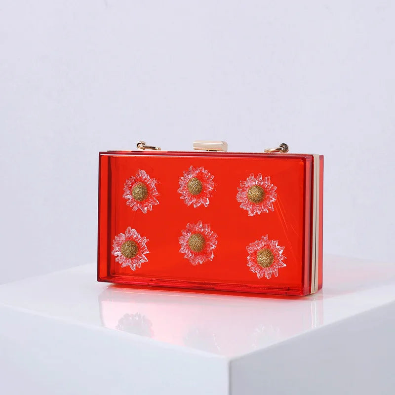 Clear Acrylic Box Clutch Shoulder Bag for Women