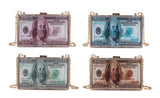 Acrylic Dollar Box Clutch Bag for Women
