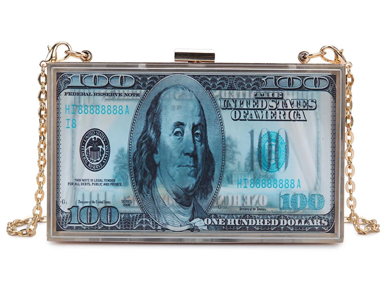 Acrylic Dollar Box Clutch Bag for Women