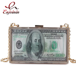 Acrylic Dollar Box Clutch Bag for Women