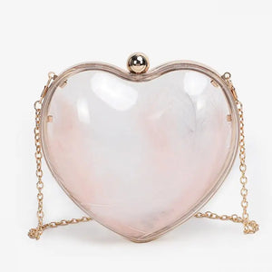 Heart Shape Acrylic Evening Bag Bride Shoulder Clutch Party Small Ladies