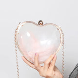 Heart Shape Acrylic Evening Bag Bride Shoulder Clutch Party Small Ladies