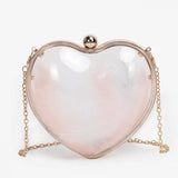 Heart Shape Acrylic Evening Bag Bride Shoulder Clutch Party Small Ladies