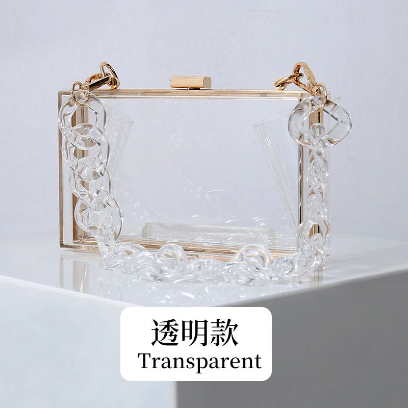 Acrylic Jelly Crossbody Bag for Women Clear Clutch Wedding Purse