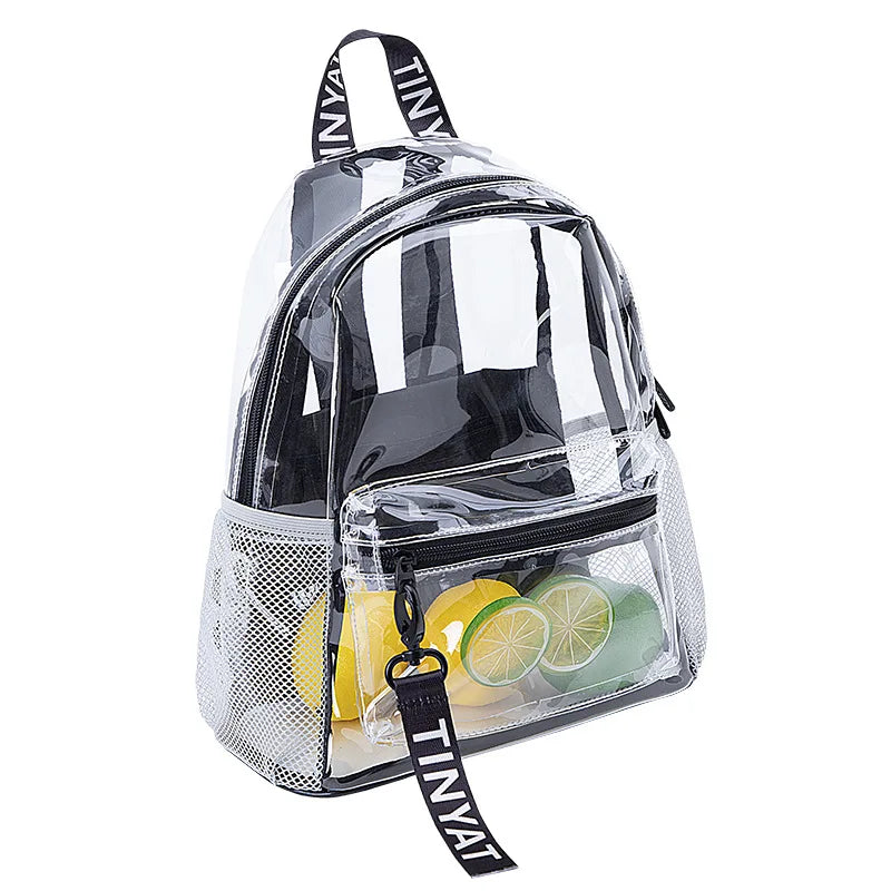 Transparent PVC Backpack Women's Jelly Bag Waterproof Beach Schoolbag