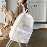 Clear Nylon PVC Girls School Backpack Rucksack Mochila