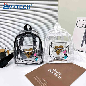 Clear PVC Backpack Waterproof Love Letter College Students Shoulder Bag