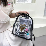 Transparent Waterproof Letter Love PVC Schoolbag for Women