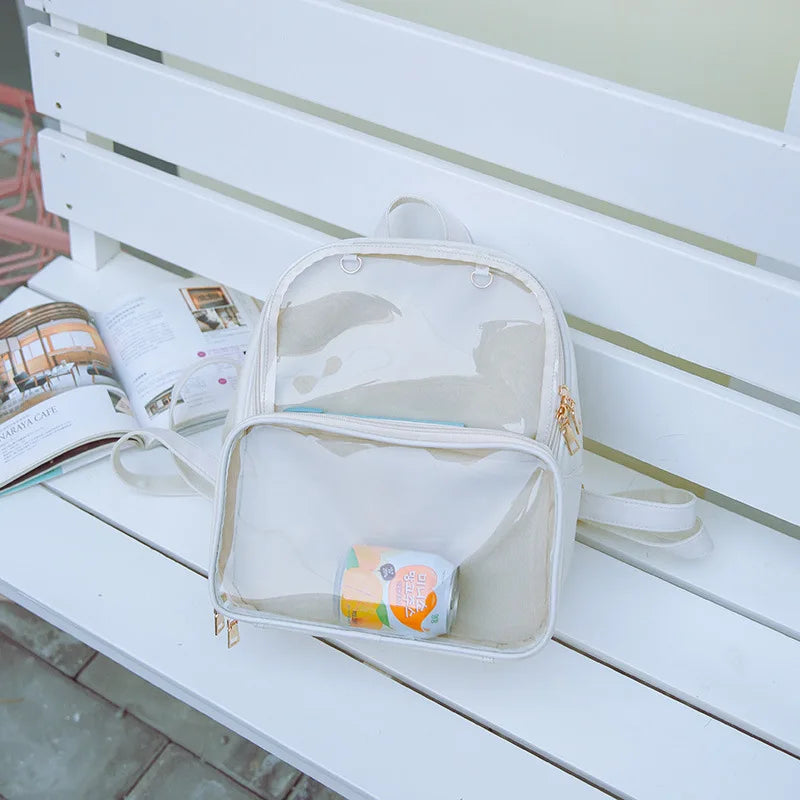 Transparent Backpack Women Bags PVC Jelly Waterproof Student School Bags