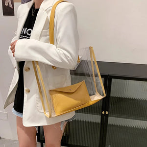 Clear PVC Bag 2pcs/set Women's Handbag Transparent
