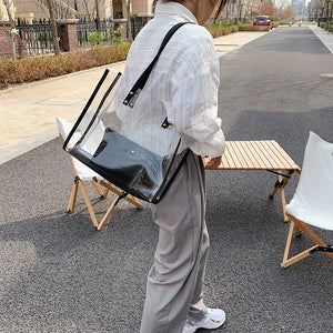 Transparent PVC Women Bag 2pcs Handbag Set