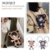 Transparent Cartoon Bear Backpack for Women Teenage Student Shoulder Satchel Bag