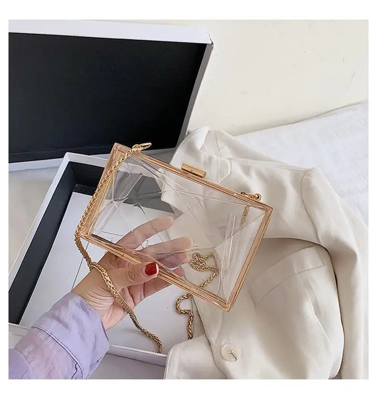 Transparent Chain Shoulder Bag Women's Casual Clip Messenger Bag