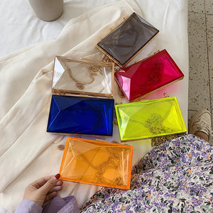 Transparent Chain Shoulder Bag Women's Casual Clip Messenger Bag