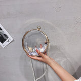 Clear PVC Small Round Bag Mini Women Handbags Chain Shoulder Messenger Bag