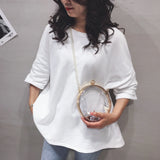 Clear PVC Small Round Bag Mini Women Handbags Chain Shoulder Messenger Bag